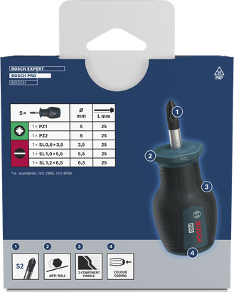 PRO Stubby Screwdriver PZ/SL , 5 pçs