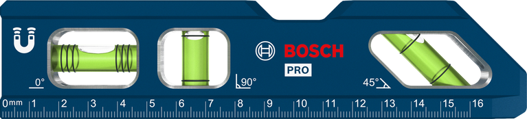 Nível torpedo Bosch PRO Billet de 180 mm com base magnética.