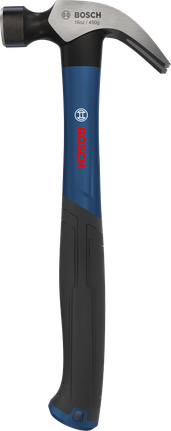 Martelo de unha Bosch de 16 oz com cabeça curva em aço carbono.
