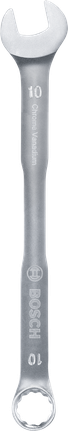 Chave combinada Bosch de 10 mm, em aço cromo-vanádio.
