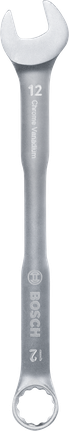 Chave combinada Bosch de 12 mm em aço cromo-vanádio.
