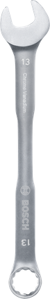 Chave combinada Bosch de 13 mm em aço cromo-vanádio.