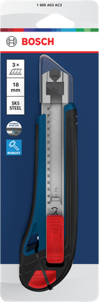 Estilete Bosch Snap Off de 18 mm com lâmina de aço SK5.