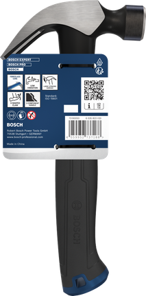 Martelo de unha Bosch com cabeça curva em aço carbono de 340 g (12 oz).