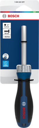 Chave de fenda com catraca Bosch e cabo ergonômico.