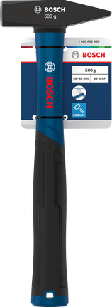 Martelo de engenheiro Bosch de 500 g com cabeça de aço carbono.