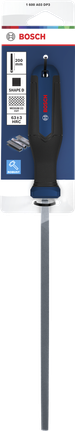 Lima quadrada Bosch de 200 mm, formato D, para trabalhos em metal.