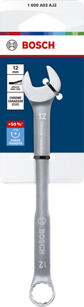 Chave combinada Bosch de 12 mm em aço cromo-vanádio.
