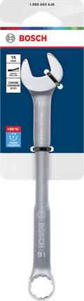 Chave combinada Bosch de 16 mm em aço cromo-vanádio.