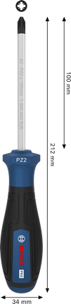 Chave de fenda Bosch PRO PZ2 x 100 mm com cabo ergonômico.