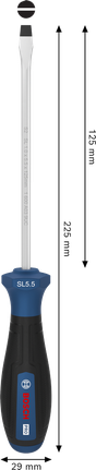 Chave de fenda Bosch PRO SL 1,0 x 5,5 x 125 mm com cabo ergonômico.