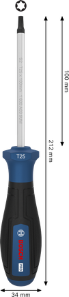 Chave de fenda Bosch PRO TX25 x 100 mm com cabo ergonômico.
