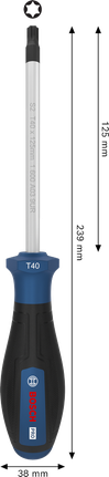 Chave de fenda Bosch PRO TX40 x 125 mm com cabo ergonômico.