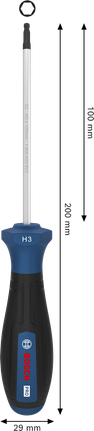 Chave de fenda Bosch PRO H3 x 100 mm com cabo ergonômico.
