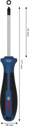 Chave de fenda Bosch PZ1 x 75 mm com cabo ergonômico.