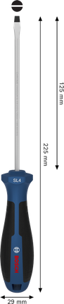 Chave de fenda Bosch SL 0,8 x 4,0 x 125 mm com cabo ergonômico.