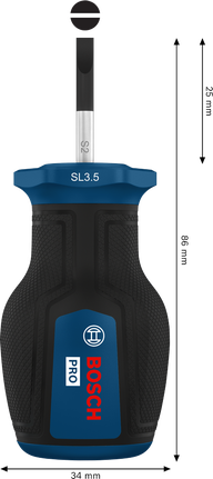 Chave de fenda curta Bosch PRO SL 0,6 x 3,5 x 25 mm.