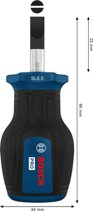 Chave de fenda Bosch PRO Stubby SL 1,2 x 6,5 com cabo ergonômico.