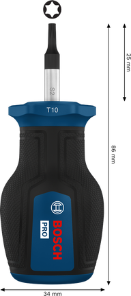 Chave de fenda Bosch PRO Stubby TX10 x 25 mm com cabo ergonômico.