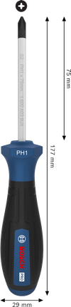 Chave de fenda Bosch PRO PH1 x 75 mm com cabo ergonômico.