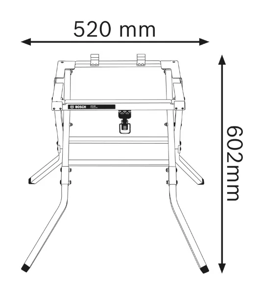 Dimensiones del soporte de sierra.