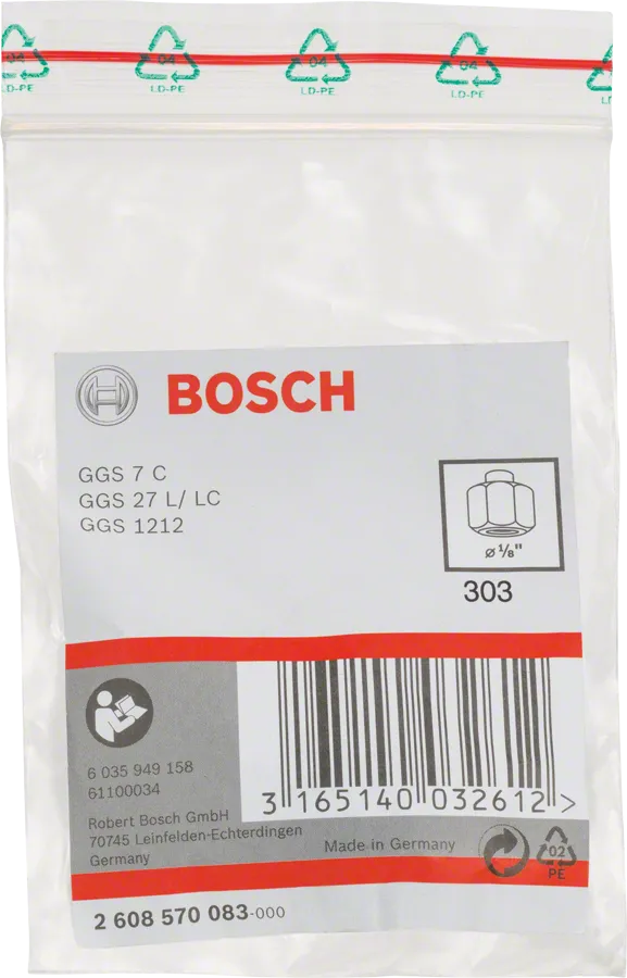 Pinza Bosch de 3/8″ con tuerca de bloqueo.