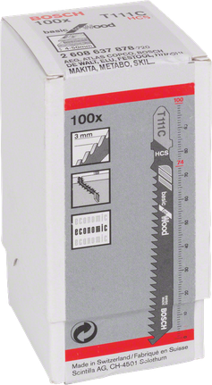Hoja de sierra de calar Bosch T 111 C 3 mm caja de 100.