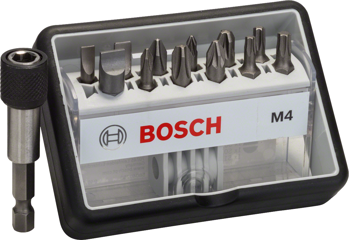 Juego de 12+1 puntas de destornillador extra duras Robust Line de Bosch .