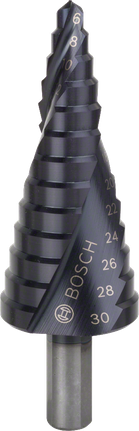 Broca escalonada Bosch HSS-AlTiN de 6-30 mm para taladrar metal.