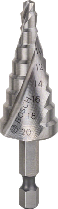 Broca escalonada HSS Bosch 4-20 mm para taladrar metal.