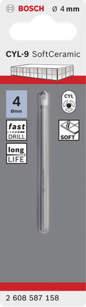 Broca para baldosas cerámicas Bosch CYL-9 de 4 mm.