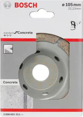 Disco de corte de diamante Bosch de 105 mm para hormigón.