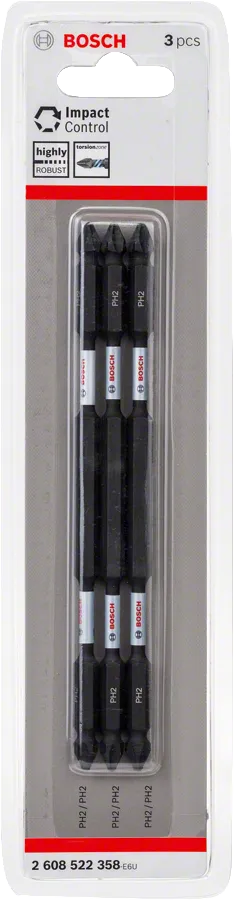 Puntas de destornillador de control de impacto Bosch PH2, 3 piezas.
