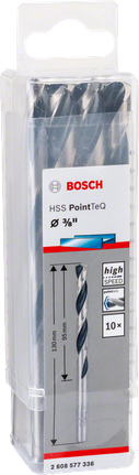 Paquete de brocas Bosch HSS PointTeQ de 3/8″.