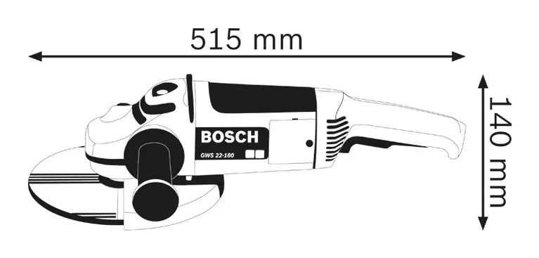 Dimensiones de la amoladora angular.