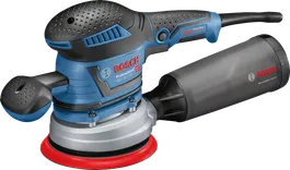 Lijadora orbital aleatoria Bosch GEX 40-150 con depósito para polvo.