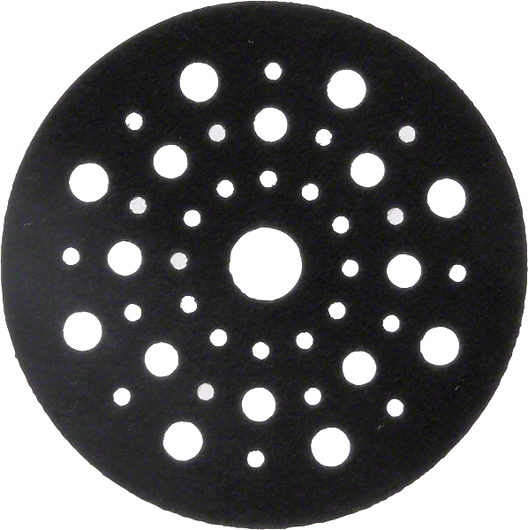 Almohadilla de lijado Bosch con múltiples orificios de extracción de polvo.