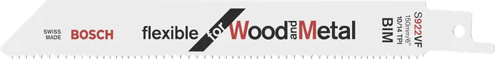 Hoja de sierra Bosch S922VF para cortar madera y metal.
