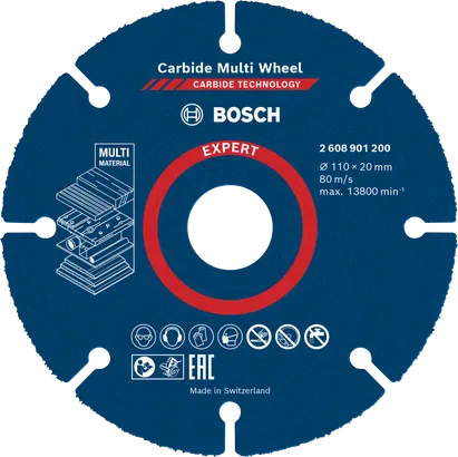 Disco de corte de carburo multimaterial Bosch EXPERT 110x20 mm.
