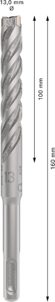 Broca para taladro percutor Bosch PRO SDS plus-5X 13x100x160 mm.