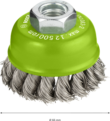 Cepillo de copa de acero inoxidable Bosch PRO, 65 mm de diámetro.