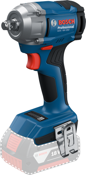 Llave de impacto inalámbrica Bosch GDS 18V-350, empuñadura ergonómica.