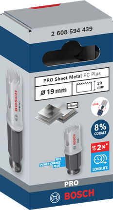 Sierra de corona Bosch PRO Sheet Metal PC Plus de 19 mm.