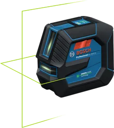 Herramienta de nivelación láser Bosch GLL 20-22 G con líneas verdes.