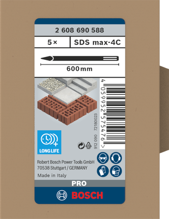 Juego de cinceles Bosch PRO SDS max-4C 600 mm 5 piezas.