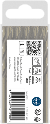 Pack de brocas Bosch PRO de acero inoxidable de 5×52×86 mm.