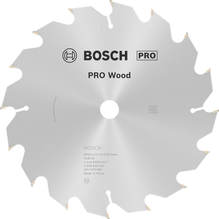 Hoja de sierra circular Bosch PRO Wood de 184 mm para cortar madera.
