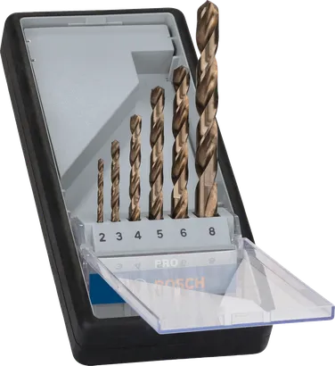 Juego de brocas helicoidales HSS-Co de acero inoxidable Bosch PRO, 6 piezas.