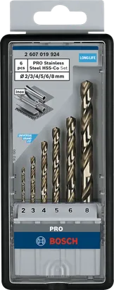 Juego de brocas HSS-Co de acero inoxidable Bosch PRO, 6 piezas.