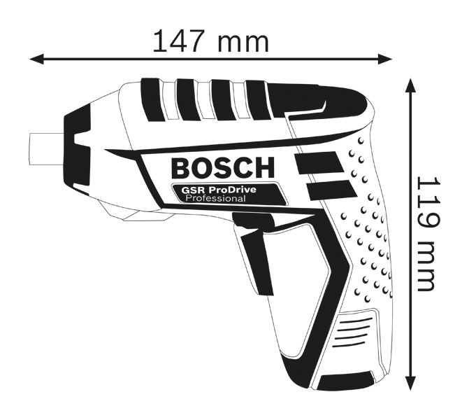 Dimensiones del destornillador.